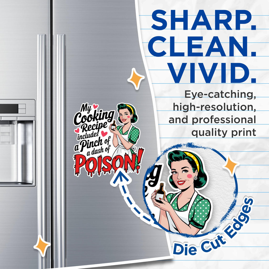 (2 Pack) Retro Pinup Kitchen Magnets - Funny Cooking Recipe Magnets - Humorous Kitchen Decor- 5" On Longest Side - for Fridges, Toolboxes, Cars - Made in USA - MAG2576