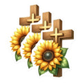 (3 Pack) Sunflower Cross Decals - Religious Decal - Christian Laptop Decal - 3 Inches On Longest Side - Easy Peel & Apply - Made in USA - 3MCS4100