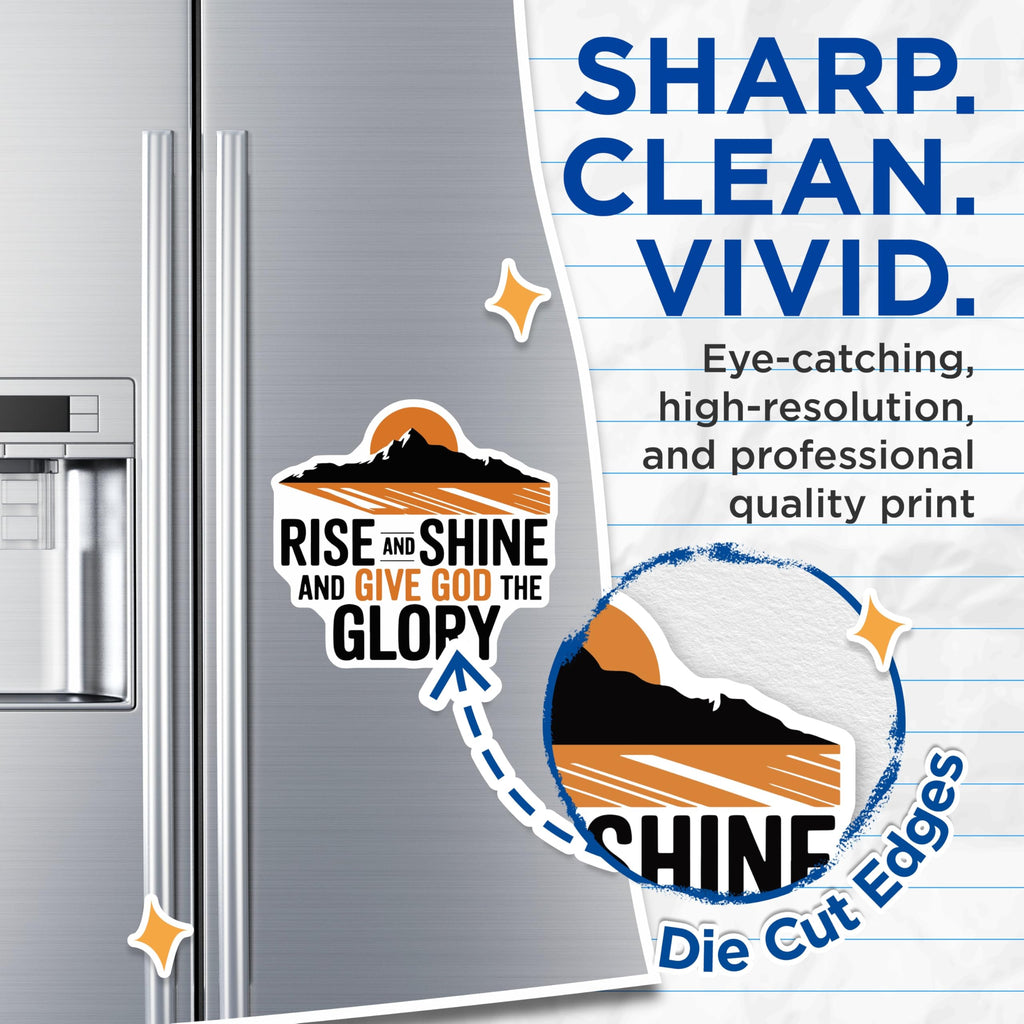 (2 Pack) Rise and Shine Magnets - Mountain and Sun - Christian Home Decor - 5" On Longest Side - Premium Magnet - for Cars, Refrigerators, Toolboxes, Lockers - Made in USA - MAG15609