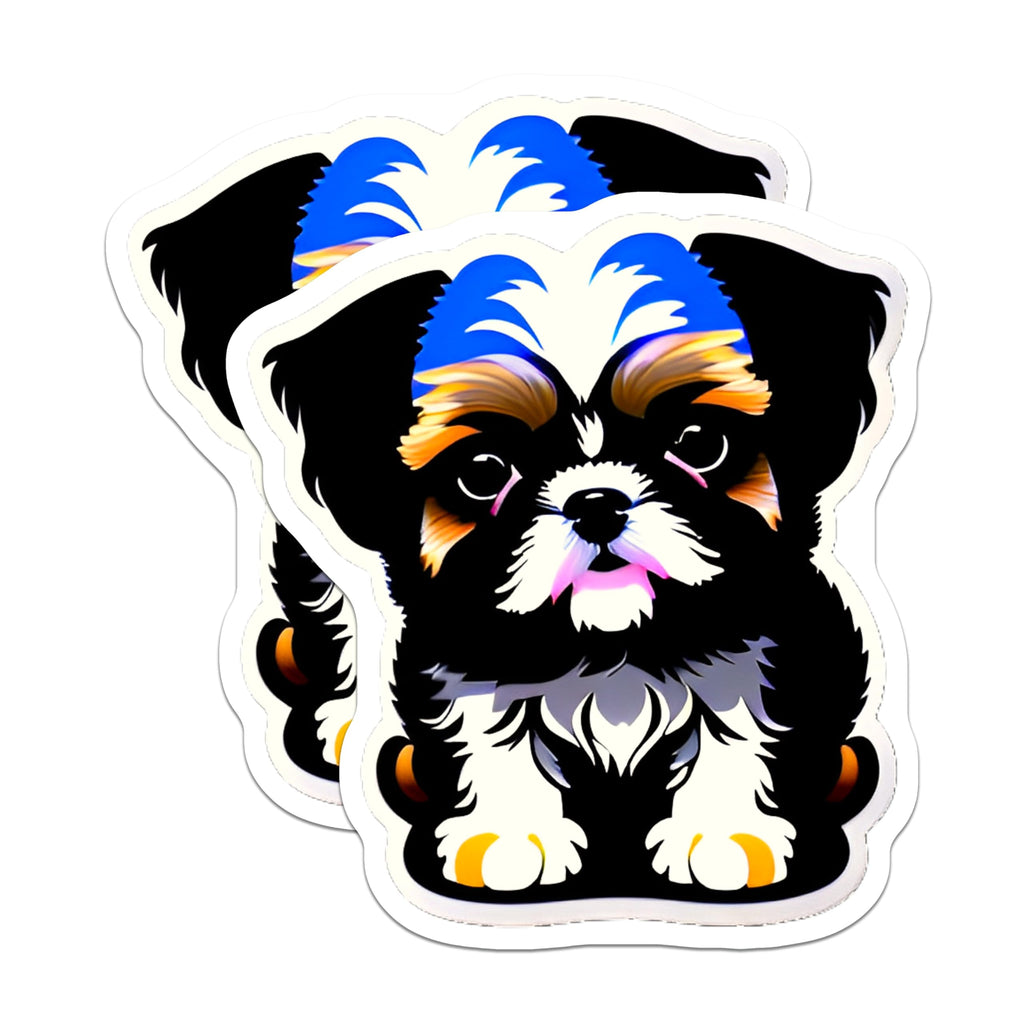 (2 Pack) Shih Tzu Puppy Magnets - Adorable Dog Breed Artwork - Cute Pet Lover Refrigerator Decor - Unique Canine Art - 5 Inches On Longest Side - Thick Durable Magnet - Made in USA - MAG21862
