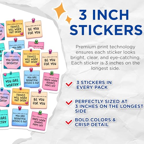 (3 Pack) Affirmation Decals - Positive Quote Stickers - Inspirational Decals - 3 Inches On Longest Side - Easy Peel & Apply - Made in USA - 3MCS7079