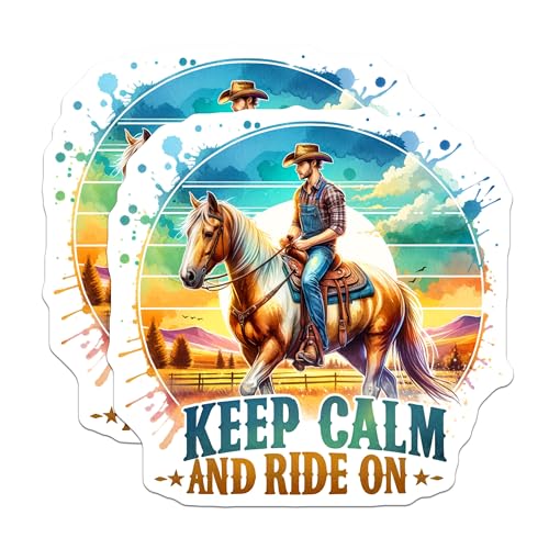 (2 Pack) Keep Calm and Ride On Magnets - Equestrian Decor - Cowboy Art - Horse Lover Magnets - Western Decor - 5" On Longest Side - for Cars, Fridges, Toolboxes - Made in USA - MAG6651