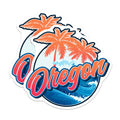 (2 Pack) Oregon Magnets - Palm Tree Ocean Waves - State Travel Souvenir Beach Decor - 5 Inches On Longest Side - Thick Durable Magnet - Made in USA - MAG19280
