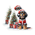 (2 Pack) Christmas Puppy Magnets - Adorable Santa Dog Holiday Decor - Festive Pet Art for Refrigerators, Lockers, Dishwashers - 5 Inches On Longest Side - Thick Durable Magnet - Made in USA - MAG24990