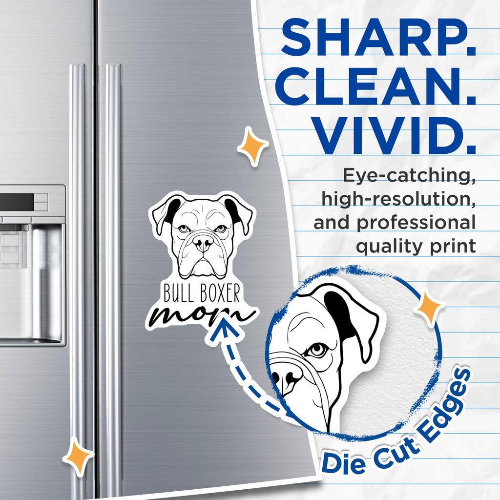 (2 Pack) Bull Boxer Mom Magnets - Boxer Dog Owner - Dog Breed Decor - Pet Parent Accessory - 5 Inches On Longest Side - Thick Durable Magnet - Made in USA - MAG27016