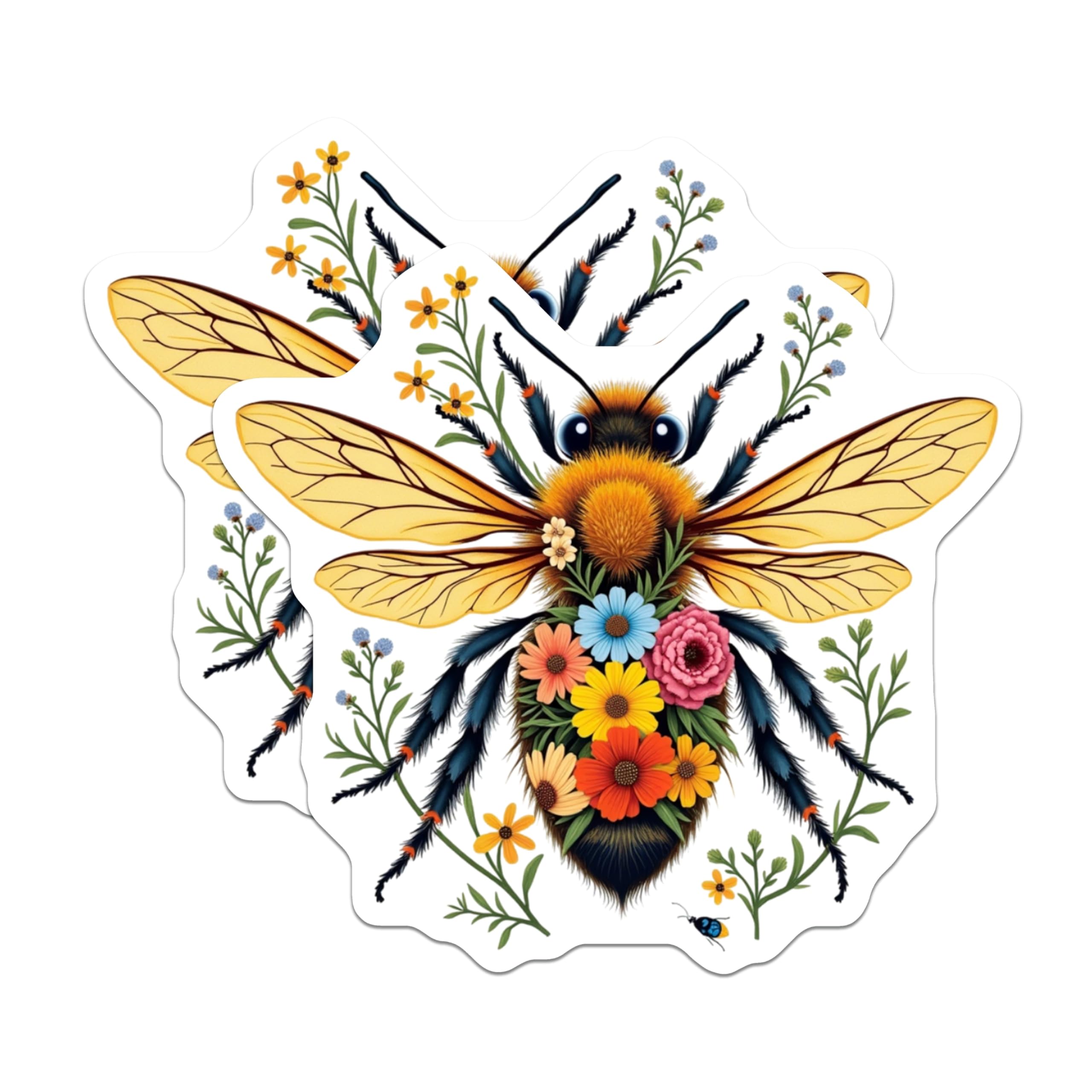 (2 Pack) Bee with Flowers Magnets - Floral Bee Decor - Nature Lover Refrigerator Magnets - 5" On Longest Side - Premium Magnet - for Cars, Refrigerators, Toolboxes, Lockers - Made in USA - MAG17125