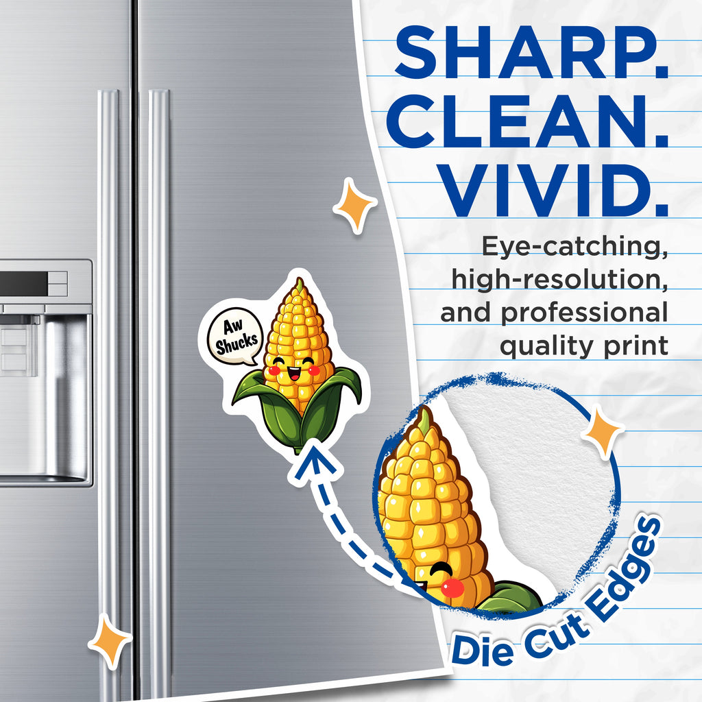(2 Pack) Aw Shucks Corn Magnets - Kawaii Kitchen Decor - Punny Foodie Refrigerator Accessory - Funny Fridge Magnet - Cute Corn Art - 5" - Thick Durable Magnet - Made in USA - MAG39487