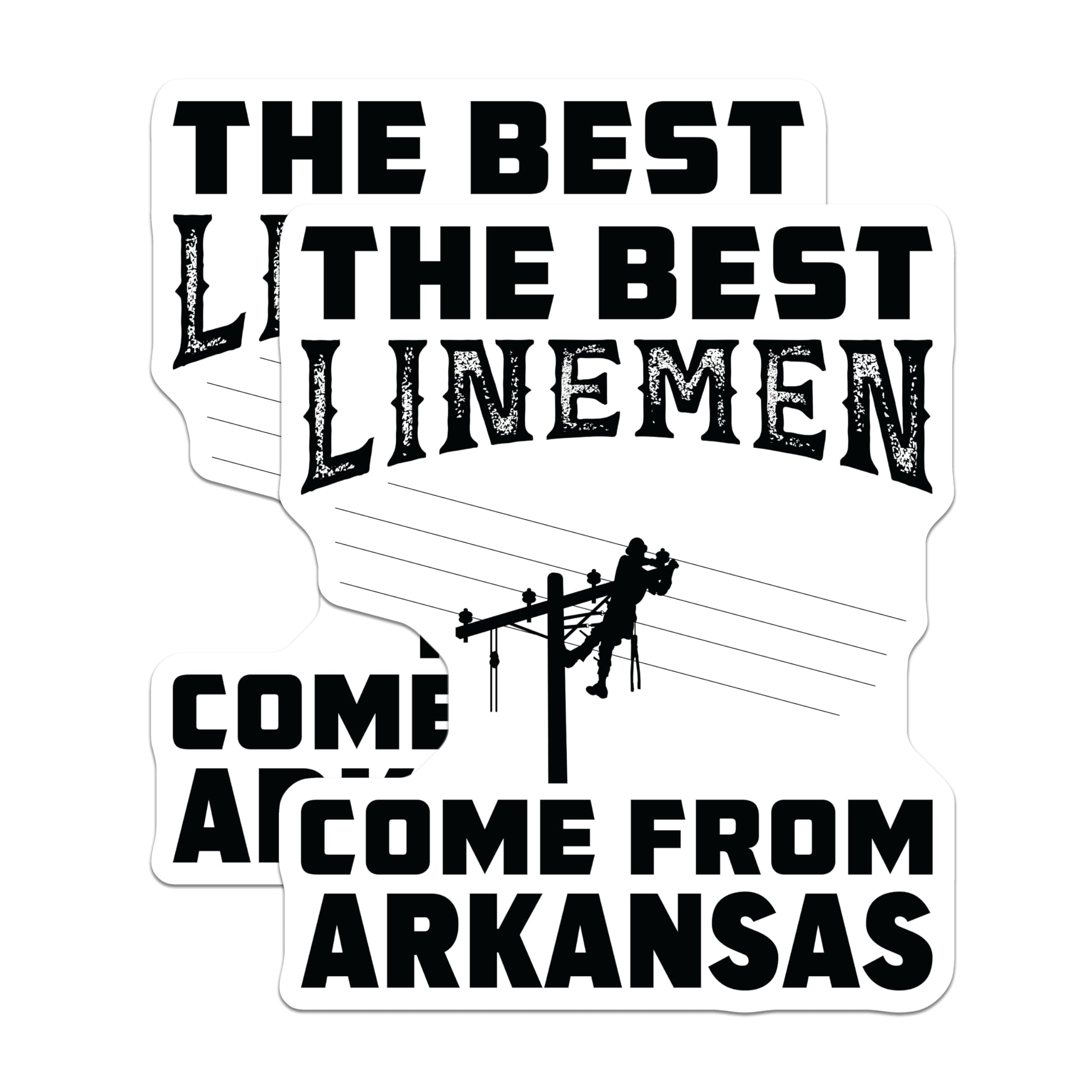 (2 Pack) Lineman Magnets - Arkansas Utility Worker - Electrician Power Pole Design - 5 Inches On Longest Side - Thick Durable Magnet - Made in USA - MAG20435