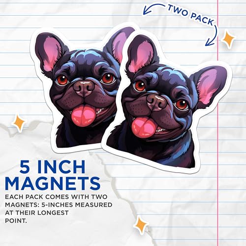 (2 Pack) French Bulldog Magnets - Dog Lover - Cute Pet Magnets - 5" On Longest Side - for Cars, Fridges, Toolboxes - Made in USA - MAG3938