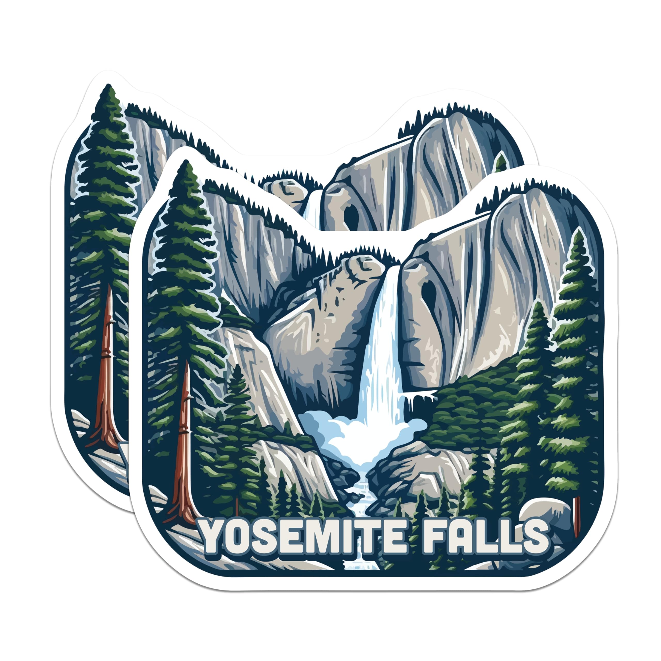 (2 Pack) Yosemite Falls Magnets - California National Park - Scenic Mountain Waterfall - 5 Inches On Longest Side - Thick Durable Magnet - Made in USA - MAG20117
