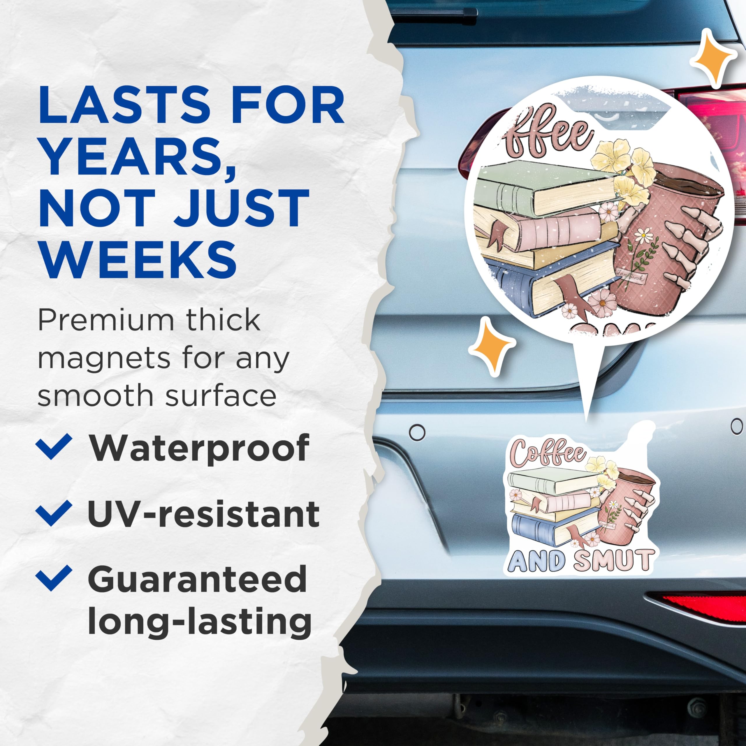 (2 Pack) Coffee and Smut Magnets - Book Lover - Reader Obsessed Gift - 5" On Longest Side - Premium Magnet - for Cars, Refrigerators, Toolboxes, Lockers - Made in USA - MAG14160