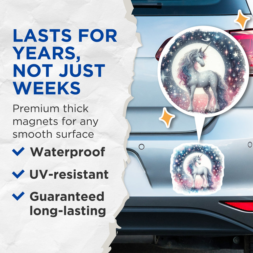 (2 Pack) Unicorn Magnets - Celestial Fantasy Art - Dreamy Magical Decor - 5 Inches On Longest Side - Thick Durable Magnet - Made in USA - MAG37435