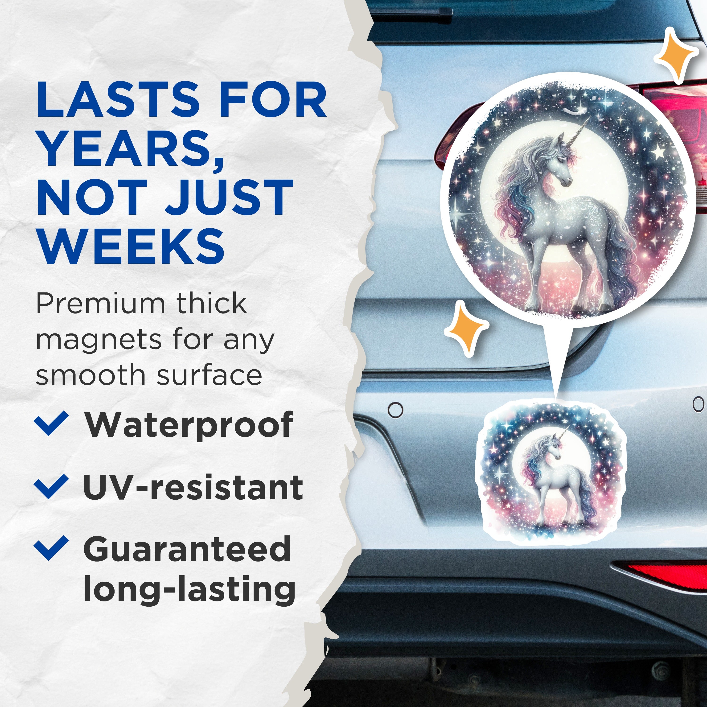 (2 Pack) Unicorn Magnets - Celestial Fantasy Art - Dreamy Magical Decor - 5 Inches On Longest Side - Thick Durable Magnet - Made in USA - MAG37435
