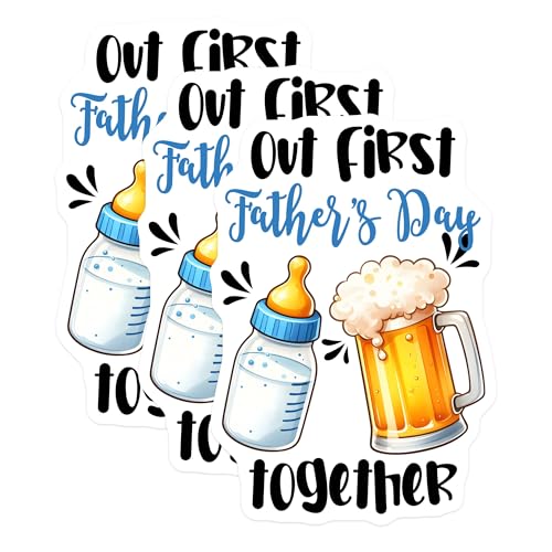 (3 Pack) First Fathers Day Decals - New Dad - Beer Mug and Baby Bottle Decals - 3 Inches On Longest Side - Easy Peel & Apply - Made in USA - 3MCS6261