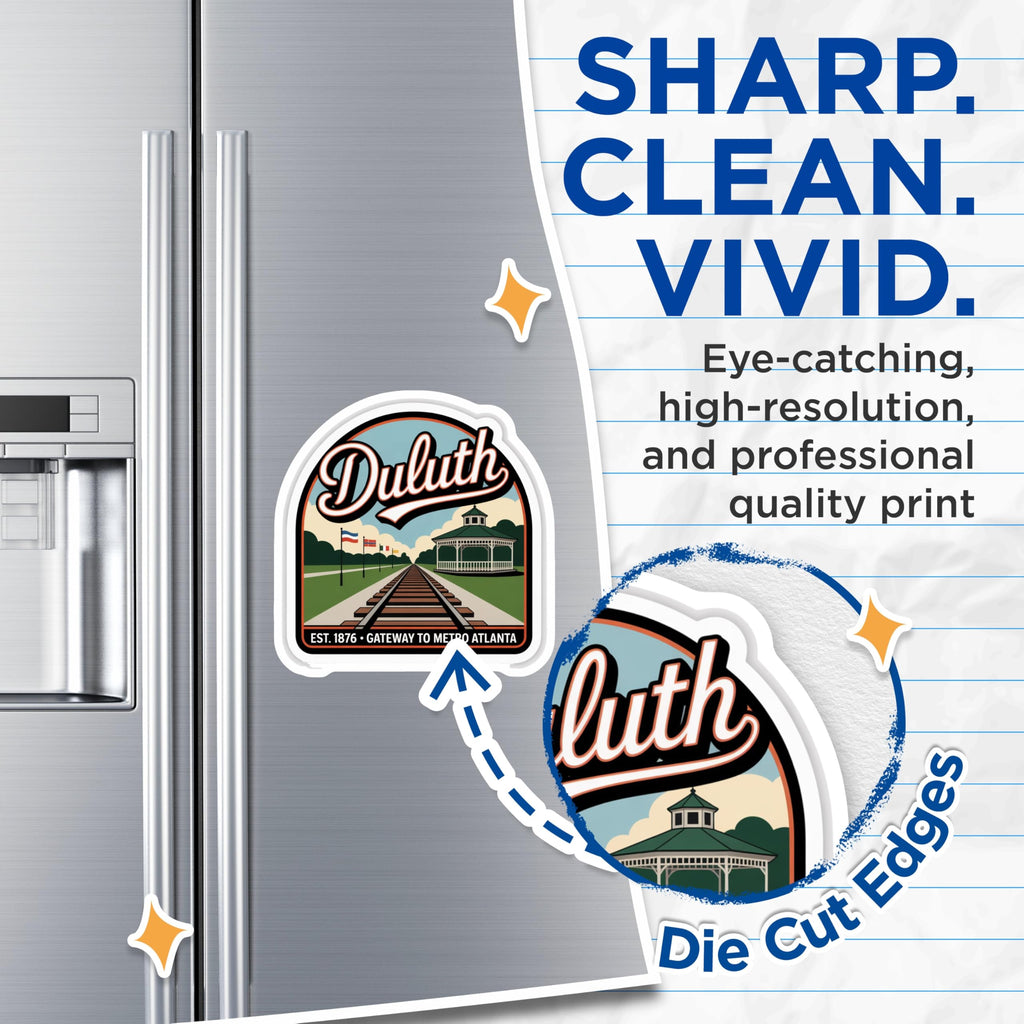 (2 Pack) Duluth Georgia Magnets - Metro Atlanta - Travel Souvenir - 5" On Longest Side - Premium Magnet - for Cars, Refrigerators, Toolboxes, Lockers - Made in USA - MAG18113