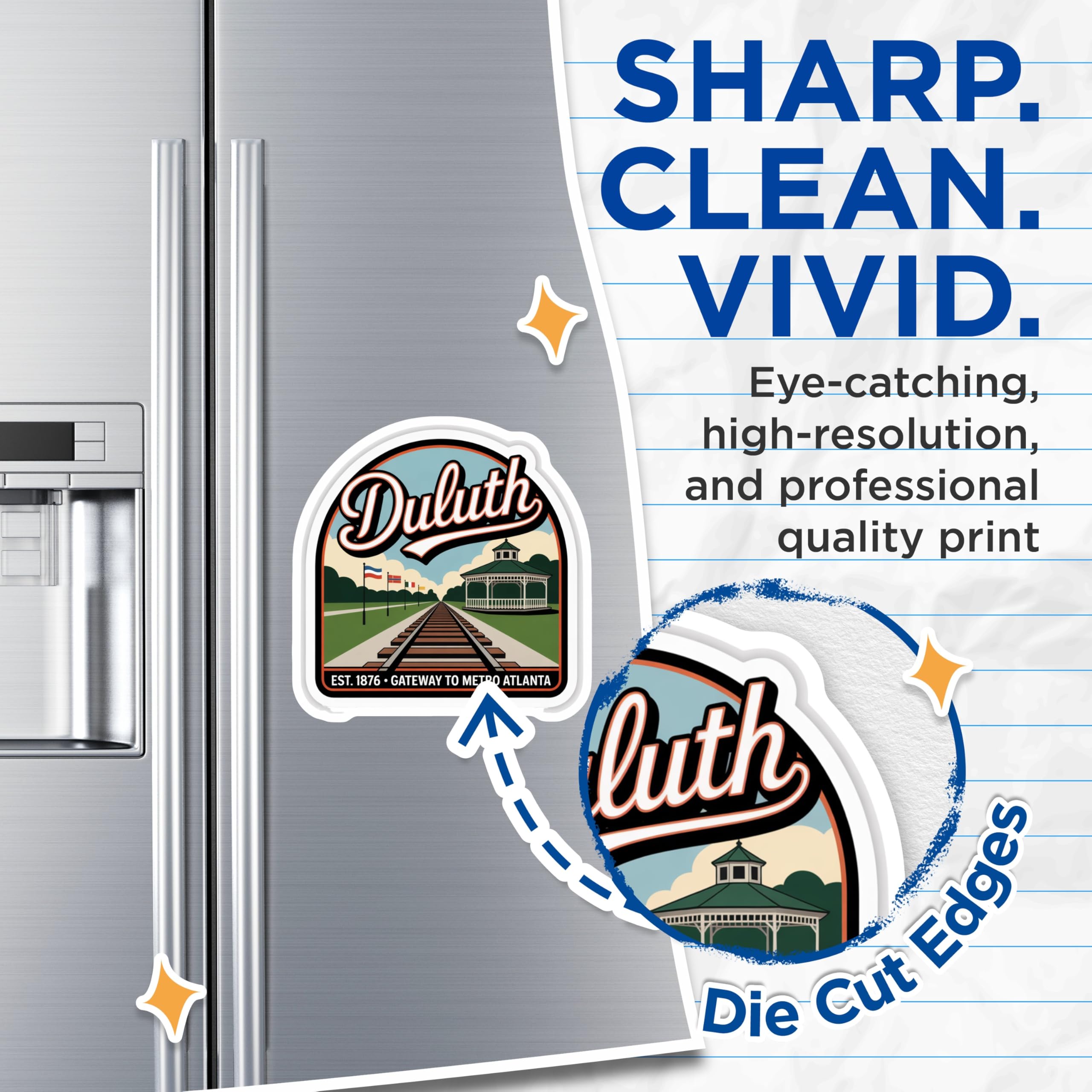 (2 Pack) Duluth Georgia Magnets - Metro Atlanta - Travel Souvenir - 5" On Longest Side - Premium Magnet - for Cars, Refrigerators, Toolboxes, Lockers - Made in USA - MAG18113