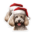 (2 Pack) Christmas Poodle Magnets - Santa Hat Dog Decor - Holiday Pet Lover Kitchen Accent - 5 Inches On Longest Side - Thick Durable Magnet - Made in USA - MAG26849
