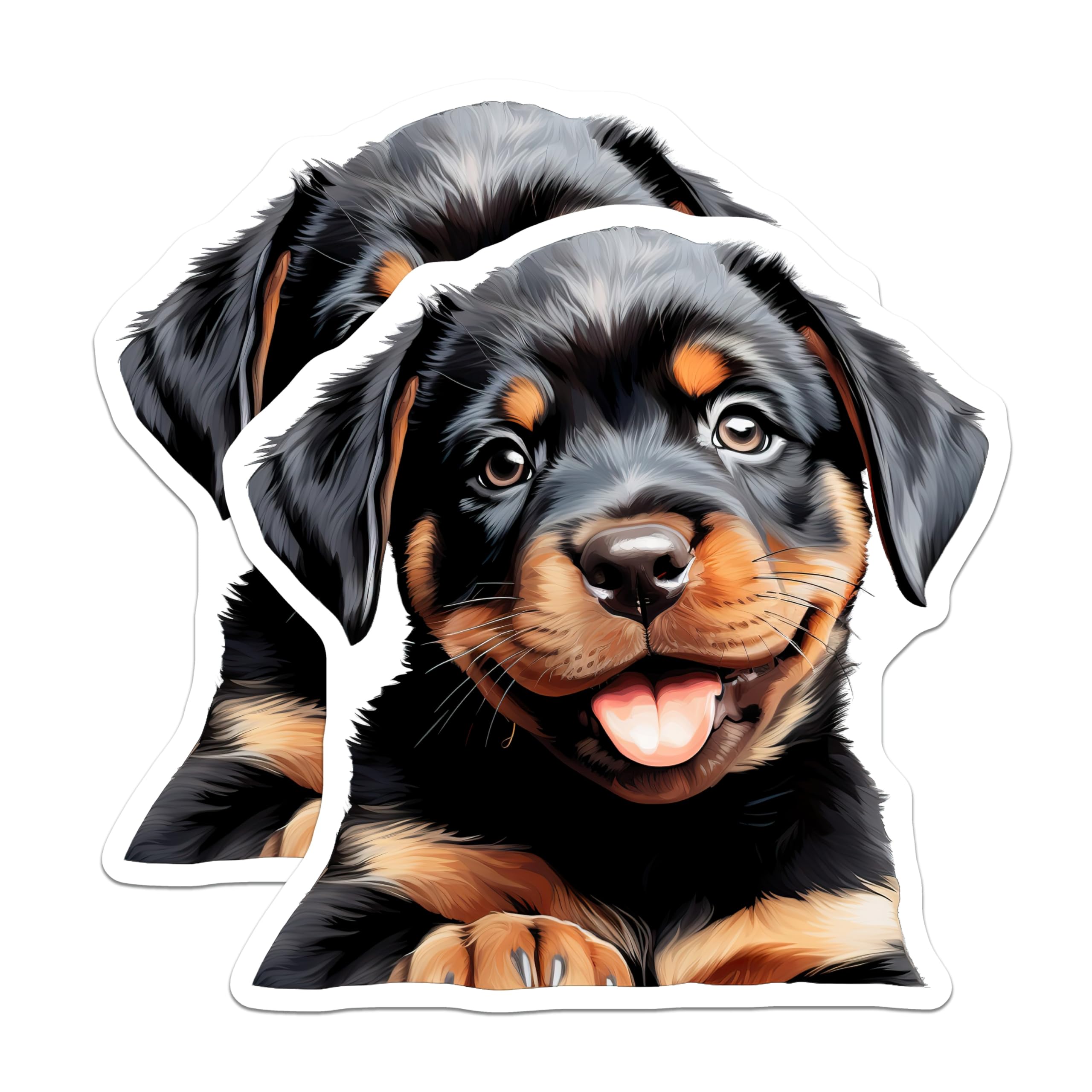 (2 Pack) Rottweiler Puppy Magnets Cute Dog Mom Fridge Decor - Pet Lover Animal Enthusiast Accessory for Puppy Lovers - 5 Inches On Longest Side - Thick Durable Magnet - Made in USA - MAG28599