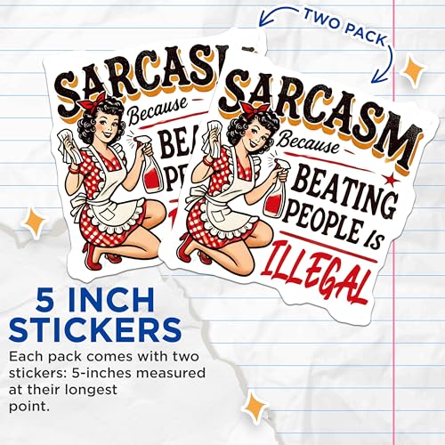(2 Pack) Sarcasm Stickers - Humorous Quote - Funny Vinyl Decal - 5" On Longest Side - Sticks to Smooth Flat Surfaces - Made in USA - BMCS5703