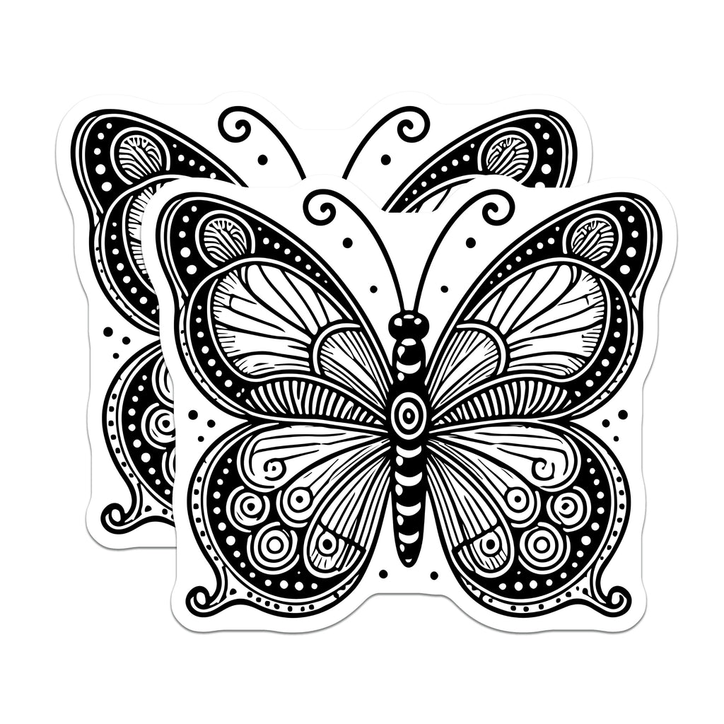 (2 Pack) Mandala Butterfly Magnets - Boho Kitchen Decor - Spiritual Art Accent - Nature Inspired Refrigerator - 5 Inches On Longest Side - Thick Durable Magnet - Made in USA - MAG37185