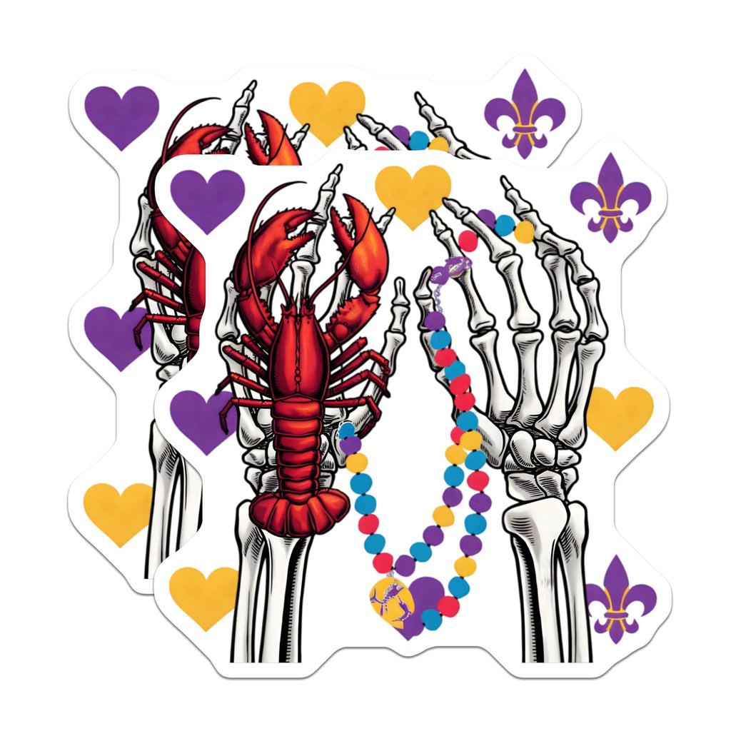(2 Pack) Mardi Gras Magnets - Lobster Skeleton - New Orleans Decor - 5" On Longest Side - Premium Magnet - for Cars, Refrigerators, Toolboxes, Lockers - Made in USA - MAG16377