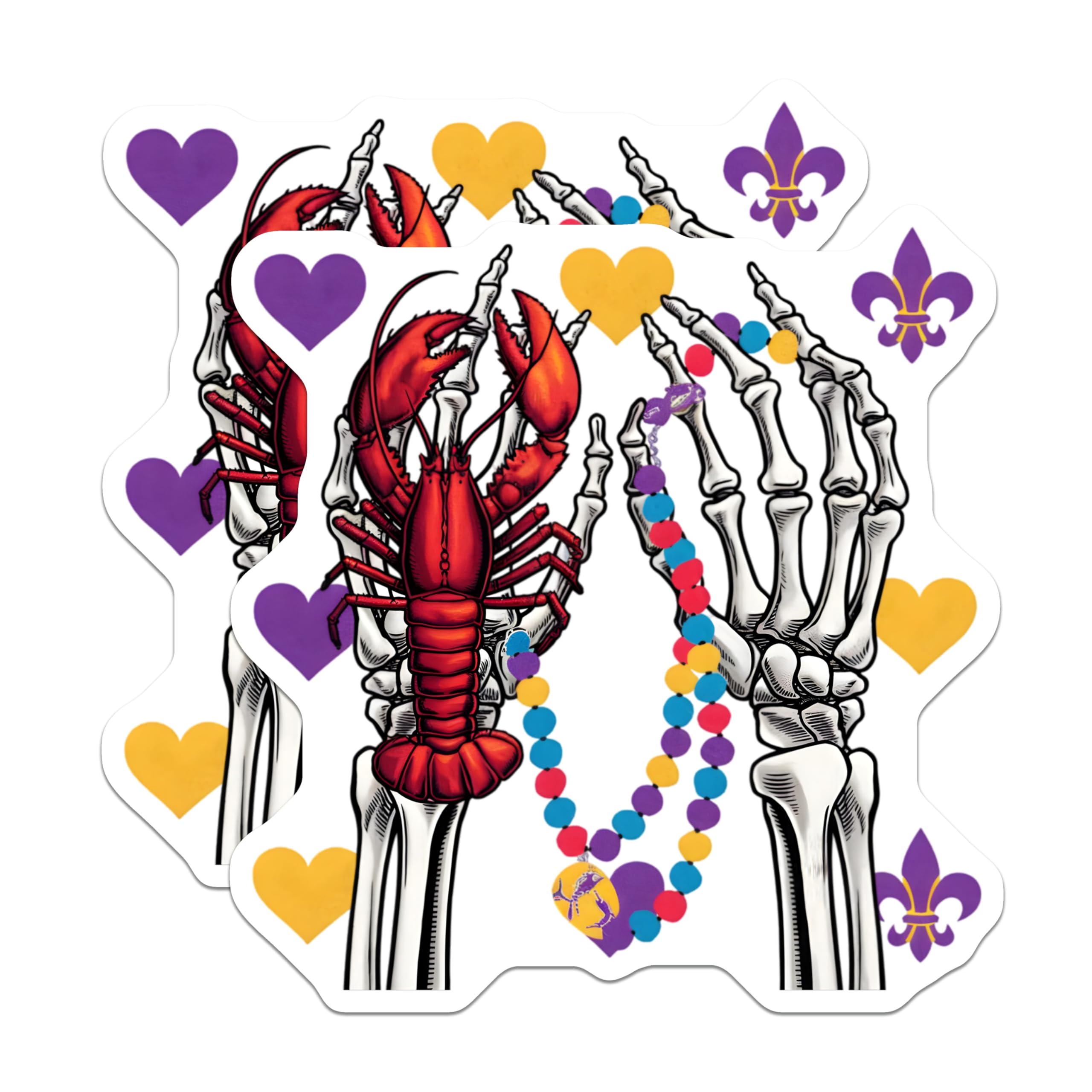 (2 Pack) Mardi Gras Magnets - Lobster Skeleton - New Orleans Decor - 5" On Longest Side - Premium Magnet - for Cars, Refrigerators, Toolboxes, Lockers - Made in USA - MAG16377