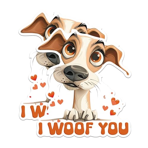 (2 Packs) I Woof You Jack Russell Terrier Magnets - Jack Russell Dog Breed Magnets - 5 Inches On Longest Side - Premium Magnet - for Fridges, Toolboxes, Cars - Made in USA - MAG2528