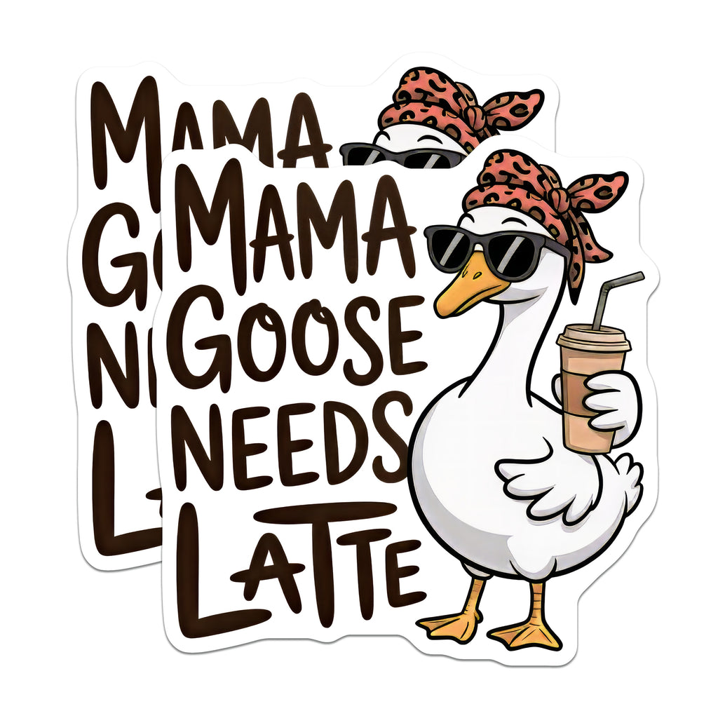 (2 Pack) Mama Goose Needs Latte Magnets - Funny Coffee Mom - Mothers Day Refrigerator Decor - 5 Inches On Longest Side - Thick Durable Magnet - Made in USA - MAG39436