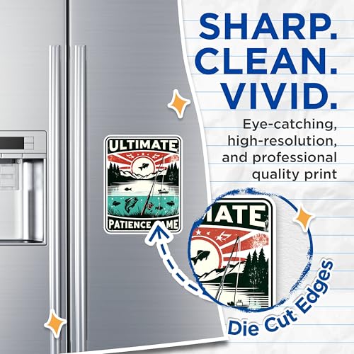 (2 Pack) Ultimate Patience Game Magnets - Fishing Scene Magnets - Outdoor Angler Home Decor Magnets'- 5" On Longest Side - for Fridges, Toolboxes, Cars - Made in USA - MAG2620