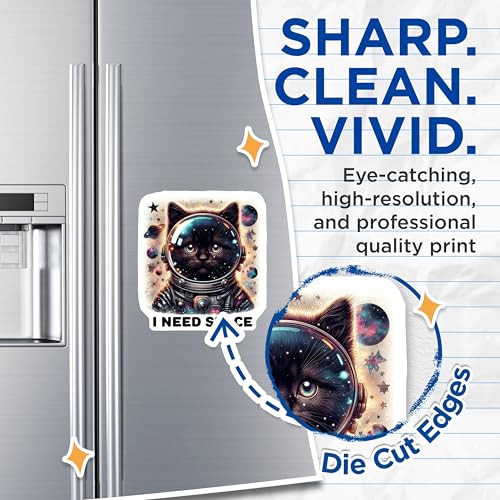 (2 Pack) Space Cat Magnets - Funny Cat Quote - Astronaut Cat - Cat Lovers - Cute Cat - Unique Cat Art - 5" On Longest Side - for Cars, Fridges, Toolboxes - Made in USA - MAG4601