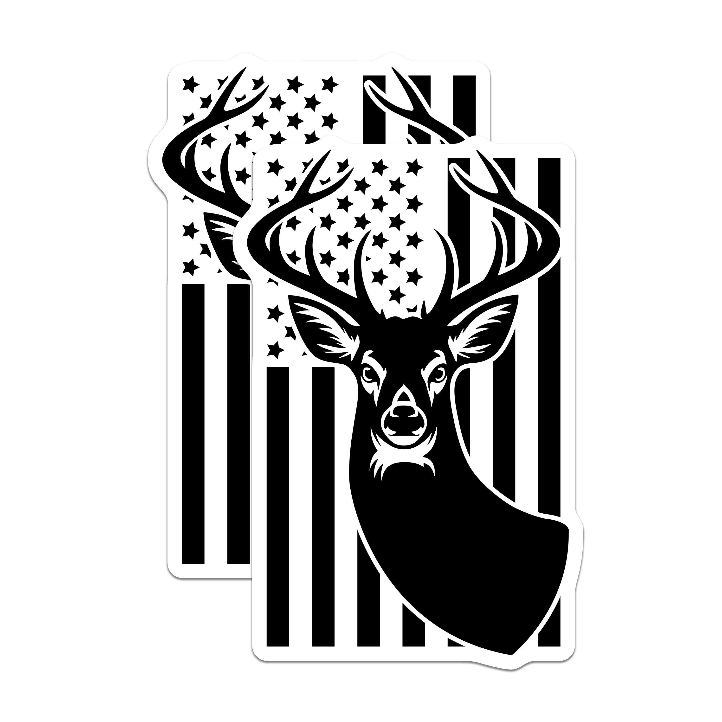 (2 Pack) Patriotic Deer Magnets - American Flag Buck Decor - Hunter Outdoorsman Fridge Accent - 5 Inches On Longest Side - Thick Durable Magnet - Made in USA - MAG39101