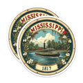 (2 Pack) Mississippi Magnets - Steamboat Decor - State Pride Fridge Magnets - 5" On Longest Side - Premium Magnet - for Cars, Refrigerators, Toolboxes, Lockers - Made in USA - MAG15679