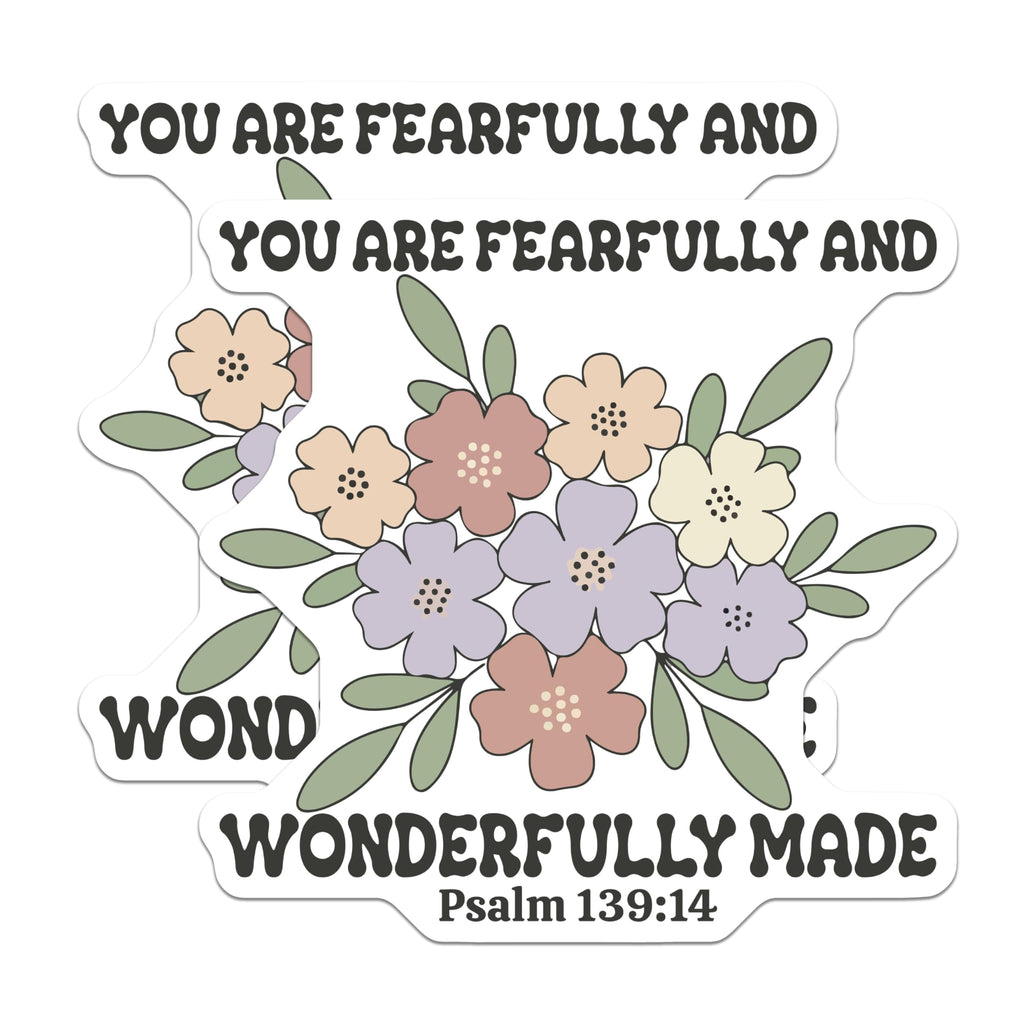 (2 Pack) Fearfully Wonderfully Made Magnets - Psalm 139 14- Floral Scripture Magnets - 5" On Longest Side - Premium Magnet - for Cars, Refrigerators, Toolboxes, Lockers - Made in USA - MAG17109