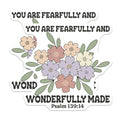 (2 Pack) Fearfully Wonderfully Made Magnets - Psalm 139 14- Floral Scripture Magnets - 5" On Longest Side - Premium Magnet - for Cars, Refrigerators, Toolboxes, Lockers - Made in USA - MAG17109