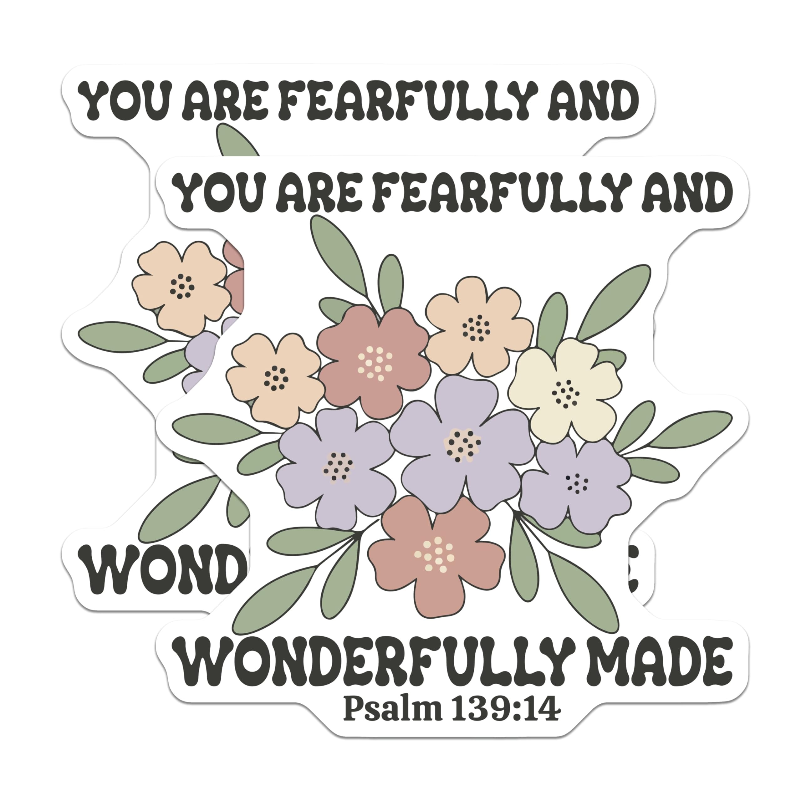 (2 Pack) Fearfully Wonderfully Made Magnets - Psalm 139 14- Floral Scripture Magnets - 5" On Longest Side - Premium Magnet - for Cars, Refrigerators, Toolboxes, Lockers - Made in USA - MAG17109
