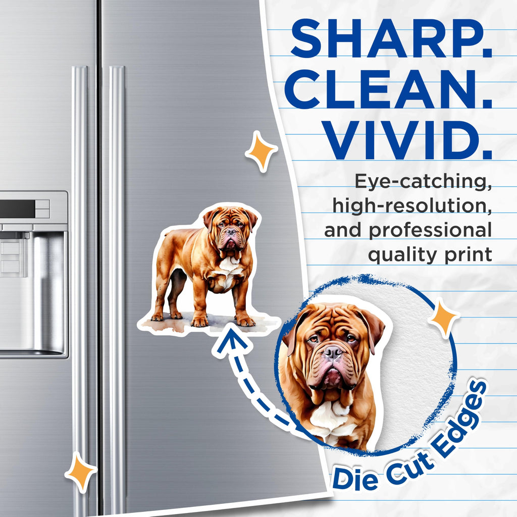 (2 Pack) Dogue de Bordeaux Magnets - French Mastiff Fridge Decors - Dog Breed Lover Gifts - 5" On Longest Side - Premium Magnet - for Cars, Refrigerators, Toolboxes, Lockers - Made in USA - MAG16226