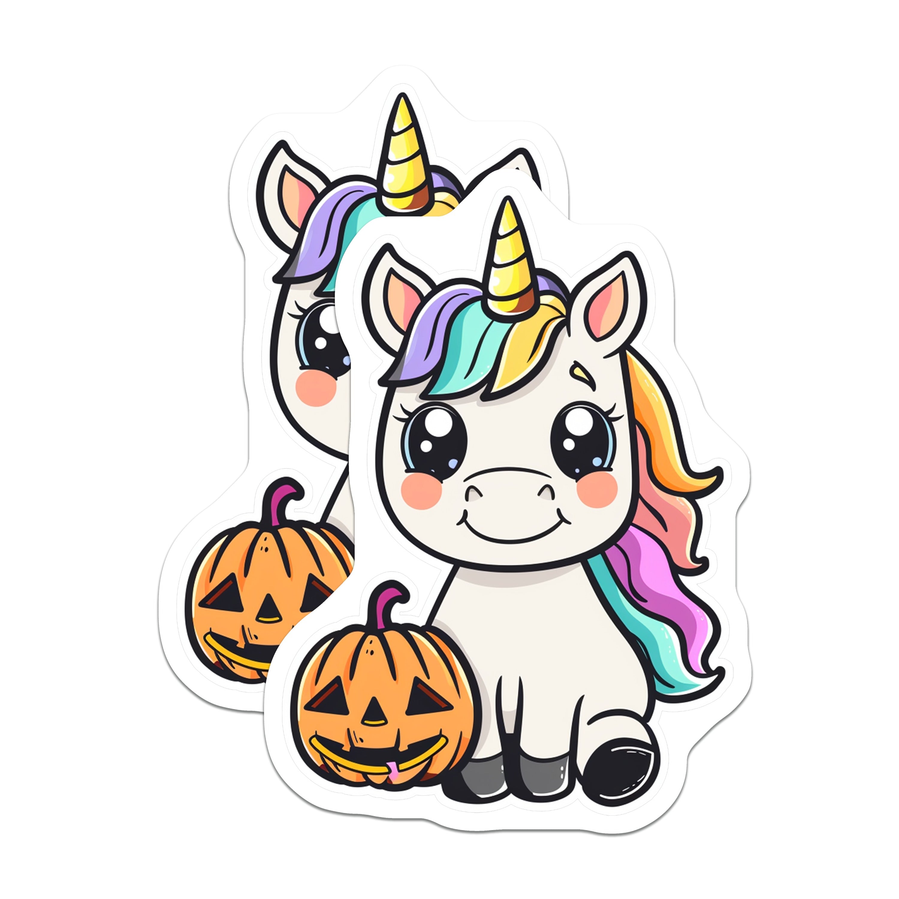 (2 Pack) Halloween Unicorn Magnets - Kawaii Pumpkin Decor - Cute Spooky Fantasy Creatures - 5 Inches On Longest Side - Thick Durable Magnet - Made in USA - MAG39028