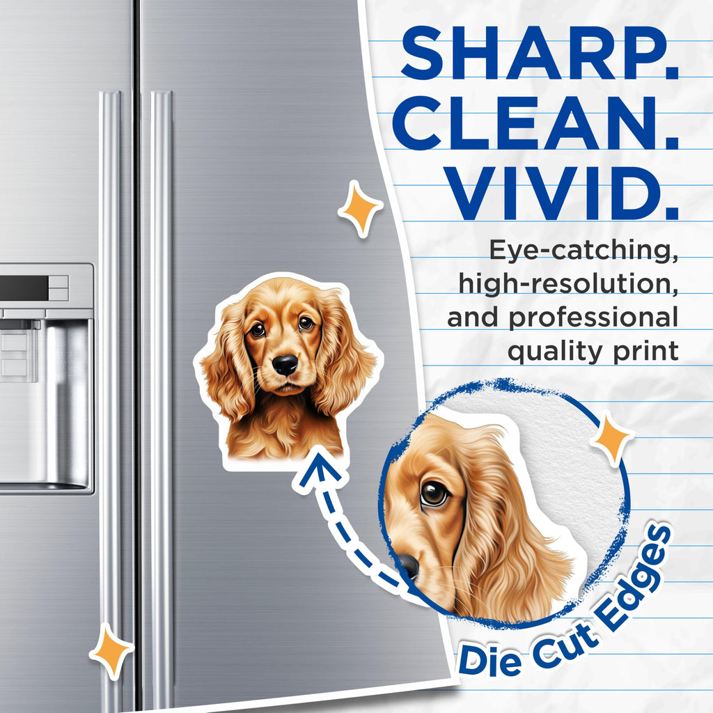 (2 Pack) Golden Puppy Magnets - Dog Mom Refrigerator Decor - Pet Lover Locker Decor - 5 Inches On Longest Side - Thick Durable Magnet - Made in USA - MAG27803