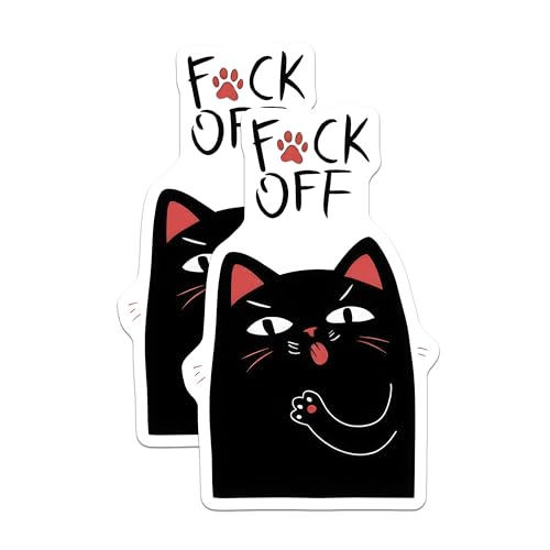 (2 Pack) Cat Meme Stickers - Funny Animal Designs - Humorous Cat Art Decals for Laptops and Water Bottles - 5" On Longest Side - Sticks to Smooth Flat Surfaces - Made in USA - BMCS8645