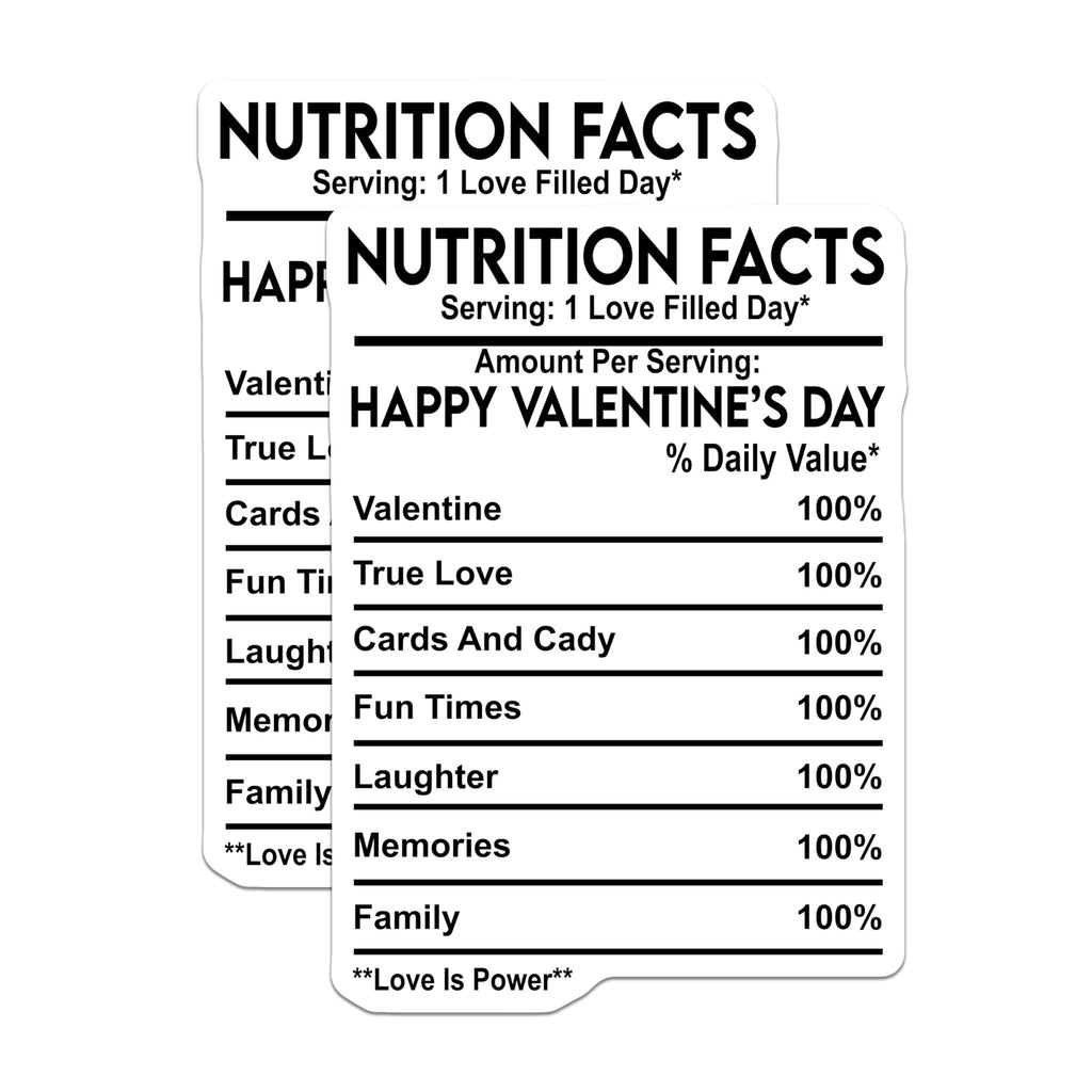 (2 Pack) Valentine's Day Magnets - Funny Nutrition Facts - Love and Laughter Decor Magnets - 5" On Longest Side - Premium Magnet - for Cars, Refrigerators, Toolboxes, Lockers - Made in USA - MAG14989