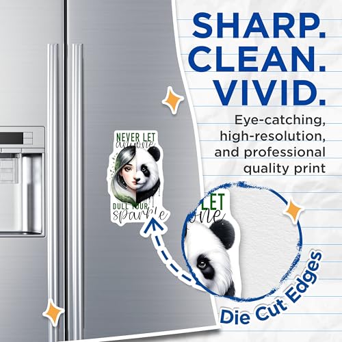 (2 Pack) Inspirational Panda Magnets Magnets - Motivational Quote Decor - 5" On Longest Side - Made in USA - Sticks to Refrigerators & Metal Surfaces - MAG9232