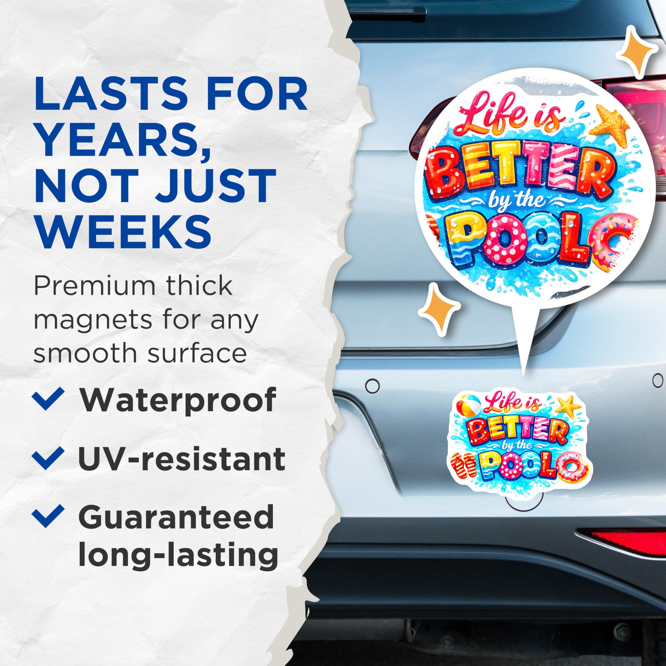(2 Pack) Life is Better by the Pool Magnets - Summer Vacation Decor - Fun Pool Party Refrigerator Accent - 5 Inches On Longest Side - Thick Durable Magnet - Made in USA - MAG29802