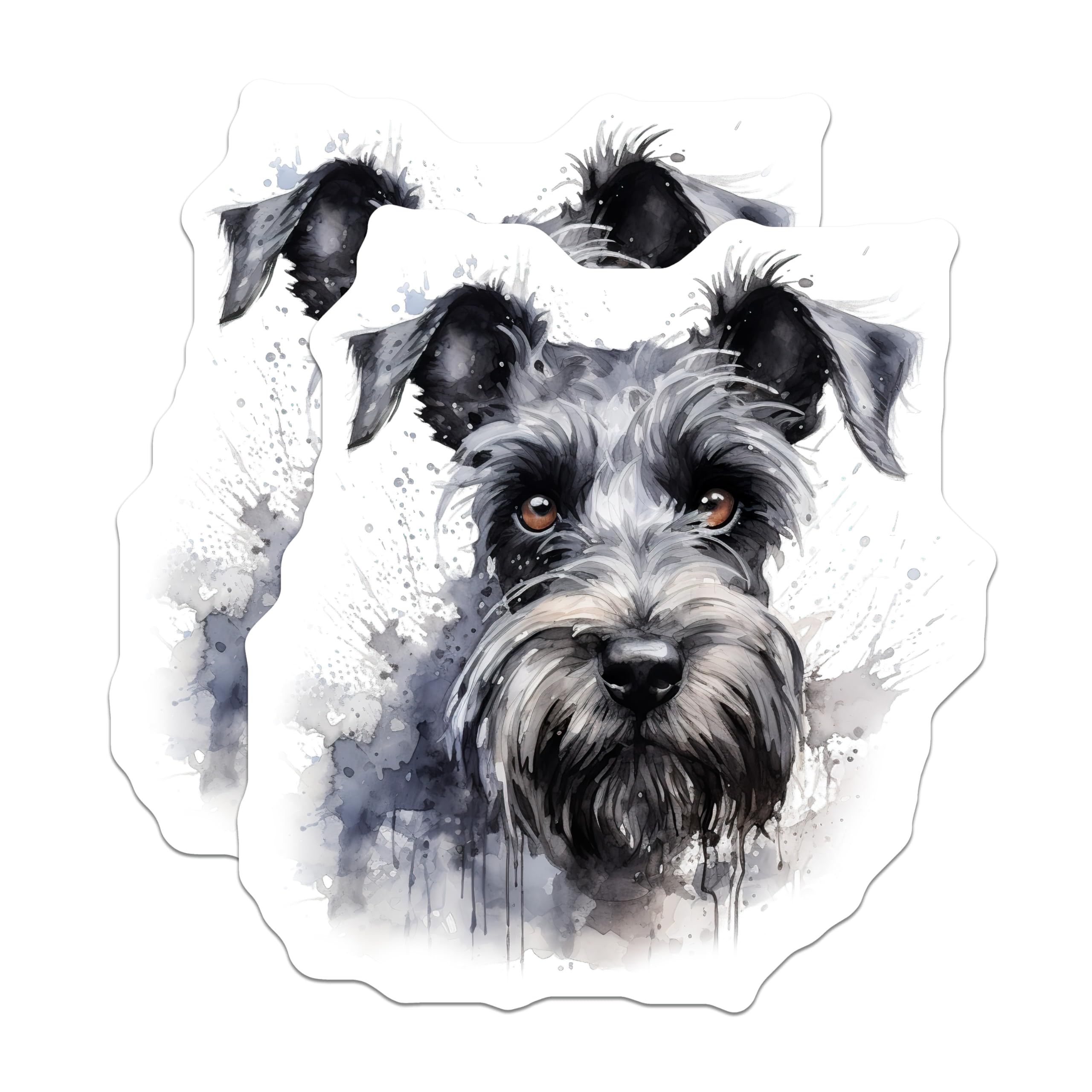 (2 Pack) Schnauzer Magnets - Watercolor Dog Art - Pet Lover Refrigerator Accessories - 5 Inches On Longest Side - Thick Durable Magnet - Made in USA - MAG23608