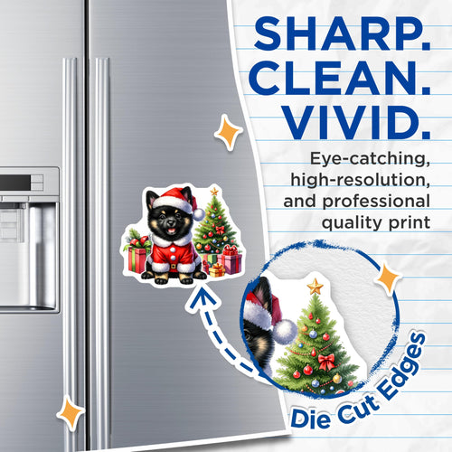 (2 Pack) Adorable Christmas Puppy Magnets - Festive Santa Dog Decor - Cheerful Holiday Pet Art for Home Kitchen Fridge Locker - 5 Inches On Longest Side - Thick Durable Magnet - Made in USA - MAG24010