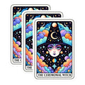 (3 Pack) Ceremonial Witch Decals - Tarot Card Art - Fantasy Laptop Decal - 3 Inches On Longest Side - Easy Peel & Apply - Made in USA - 3MCS4135