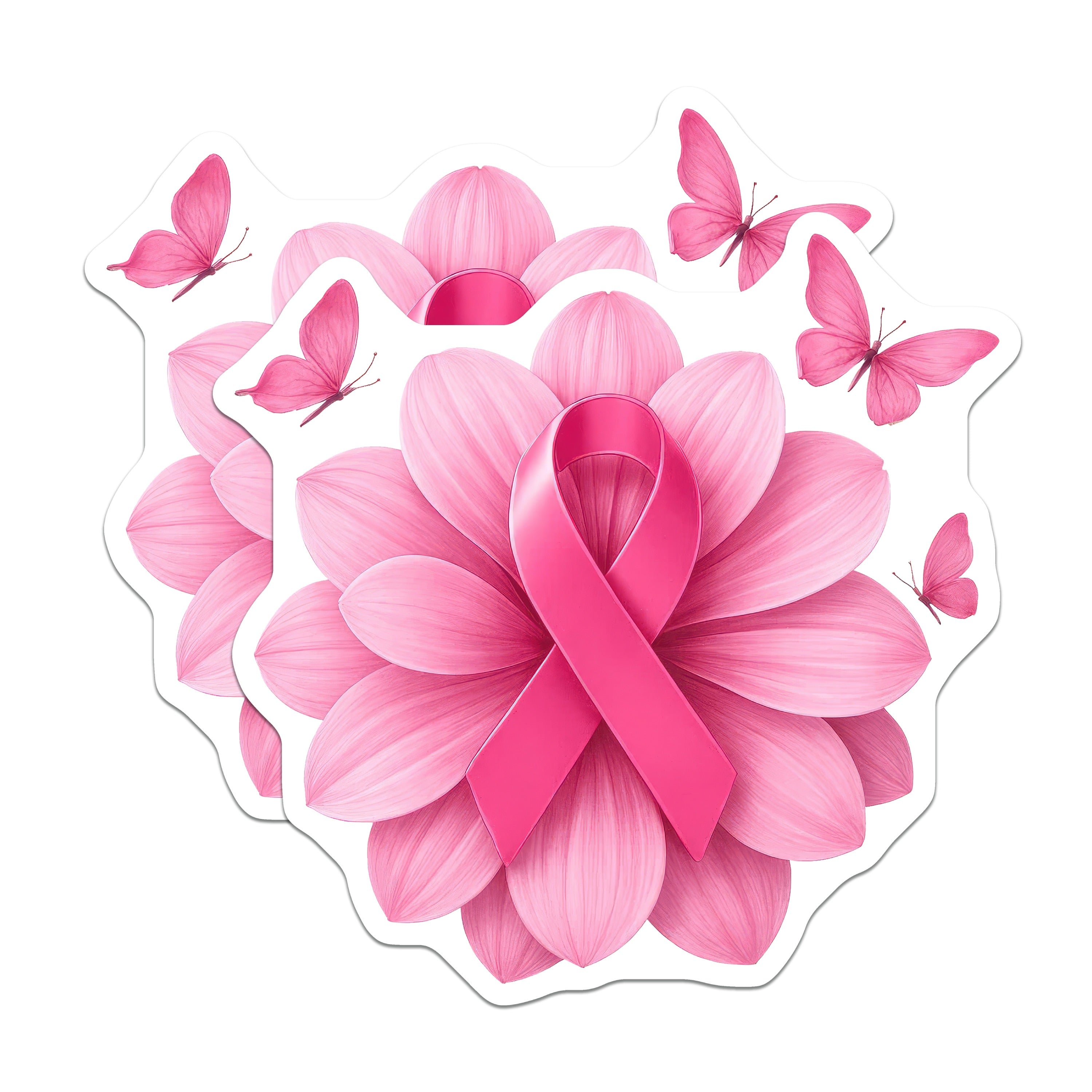(2 Pack) Breast Cancer Awareness Magnets - Pink Ribbon Flower - Survivor Support Hope Decor - 5 Inches On Longest Side - Thick Durable Magnet - Made in USA - MAG38651