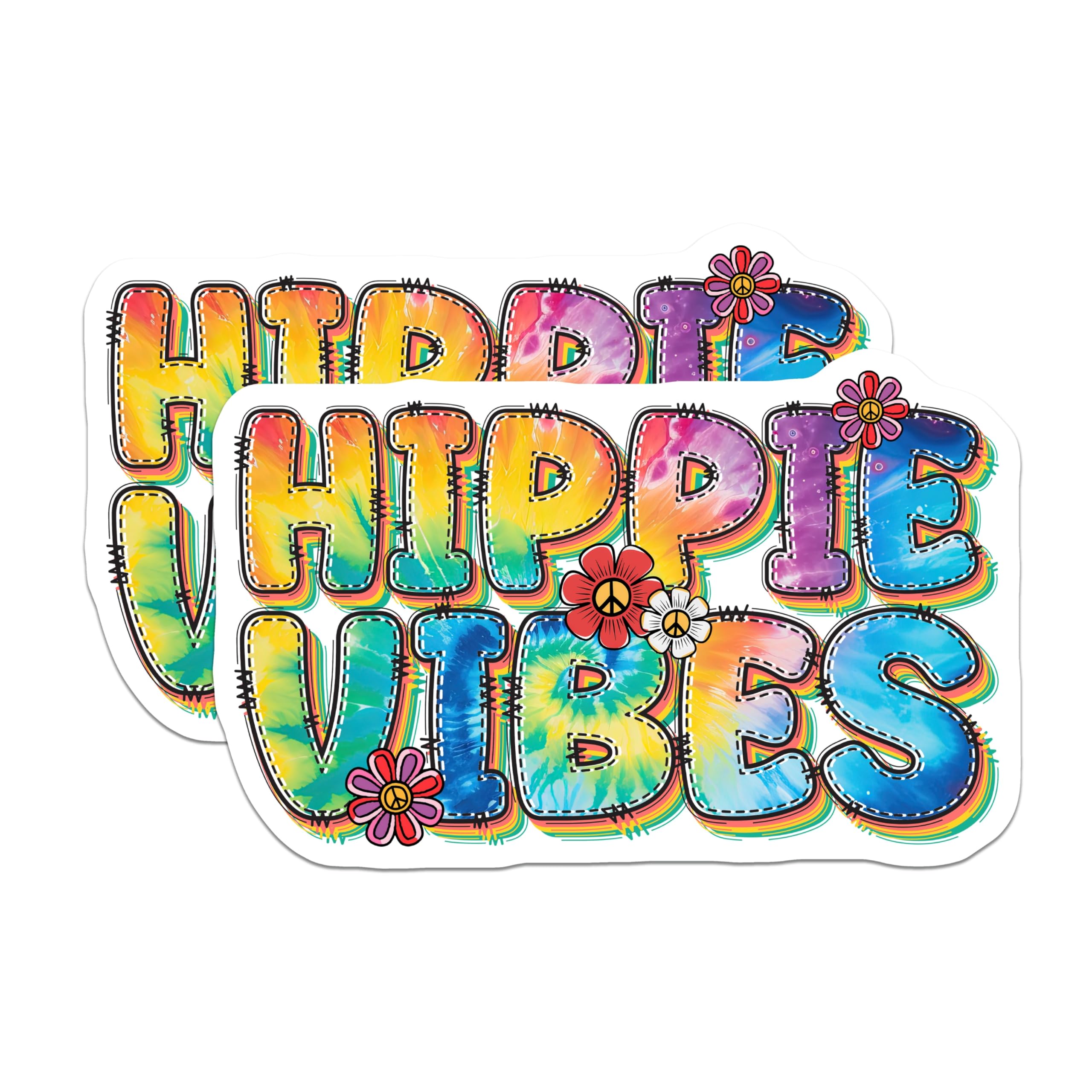 (2 Pack) Hippie Vibes Magnets - Retro Aesthetic - Colorful Flower Power Magnets - 5" On Longest Side - Premium Magnet - for Cars, Refrigerators, Toolboxes, Lockers - Made in USA - MAG15572