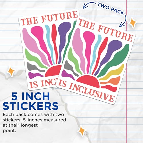 (2 Pack) The Future is Inclusive Stickers - Motivational Stickers - Inspirational Stickers for Laptops and Notebooks - 5" On Longest Side - Sticks to Smooth Flat Surfaces - Made in USA - BMCS6608