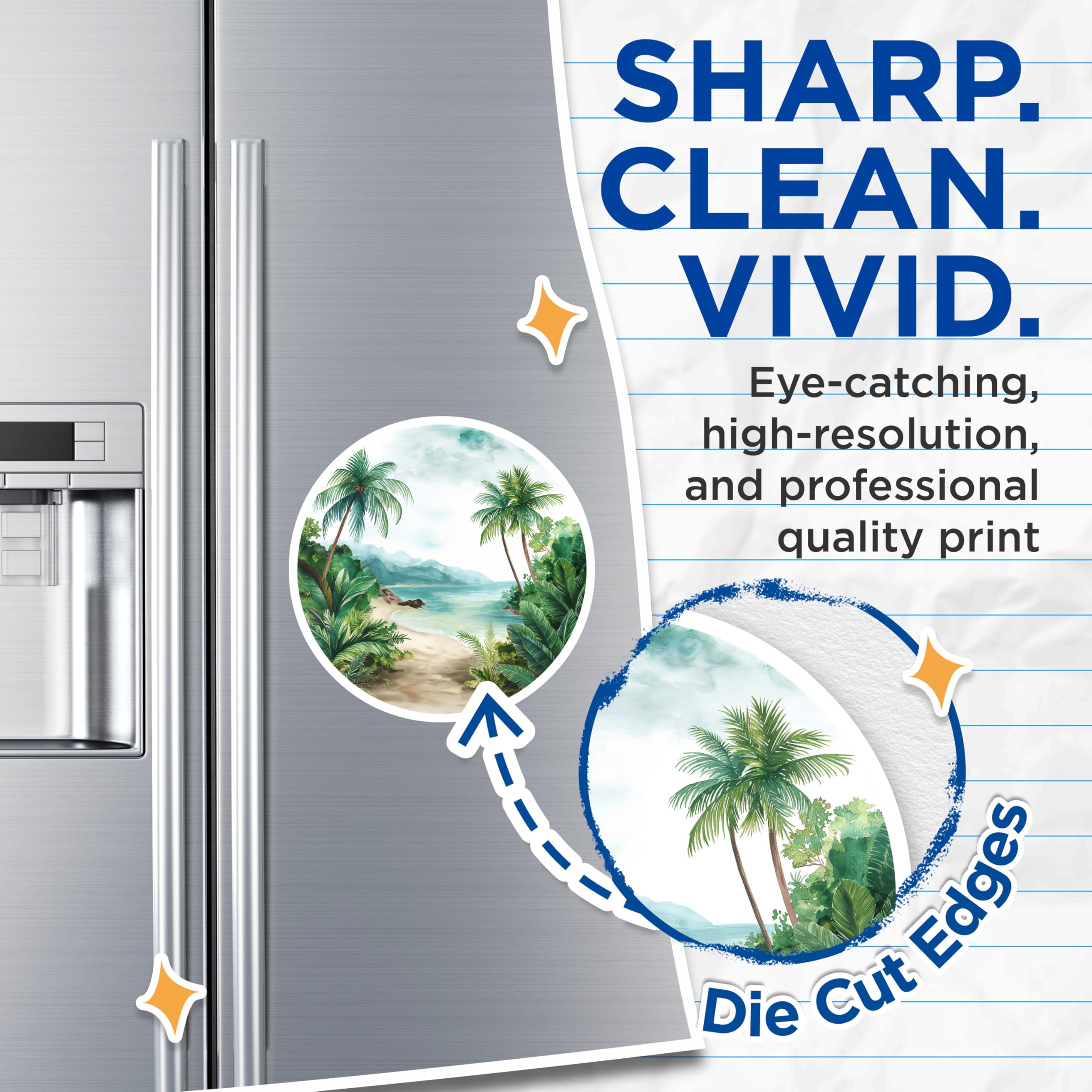 (2 Pack) Tropical Beach Magnets - Coastal Scene Decor - Island Paradise Vibes - 5 Inches On Longest Side - Thick Durable Magnet - Made in USA - MAG20104