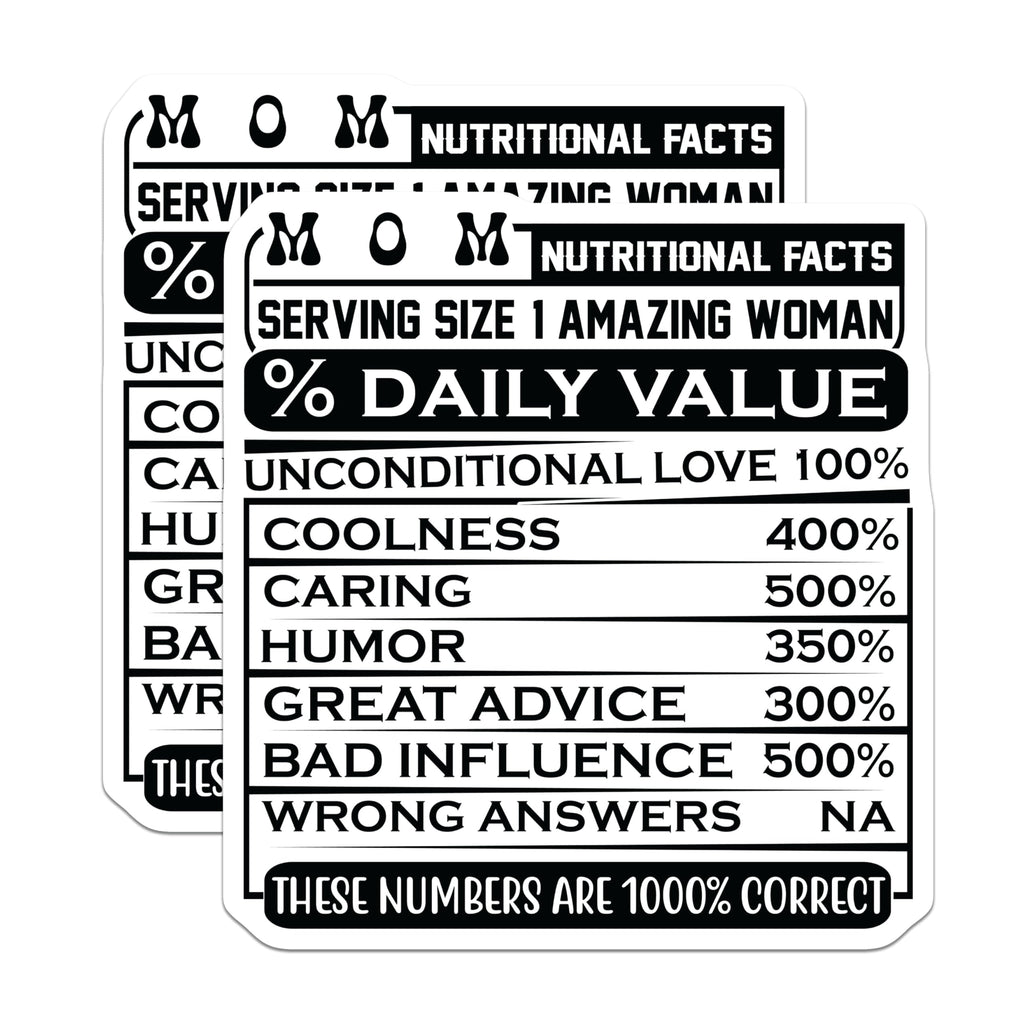 (2 Pack) Mom Nutritional Facts Magnets - Funny Mom - Mother's Day Refrigerator Decor - 5" On Longest Side - Premium Magnet - for Cars, Refrigerators, Toolboxes, Lockers - Made in USA - MAG15573